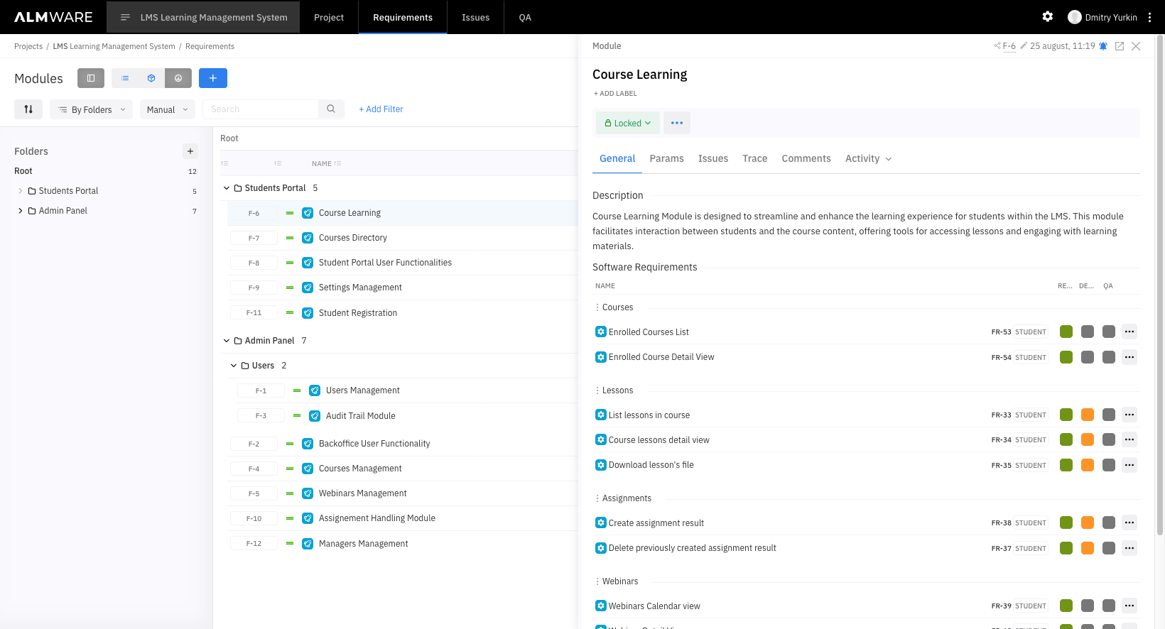 Module Requirements Tracking