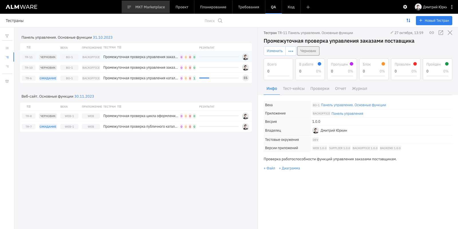 Test Run Milestones