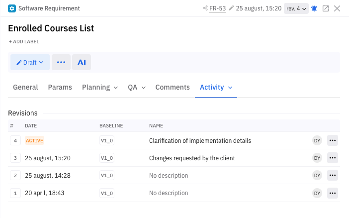 Requirement Versioning