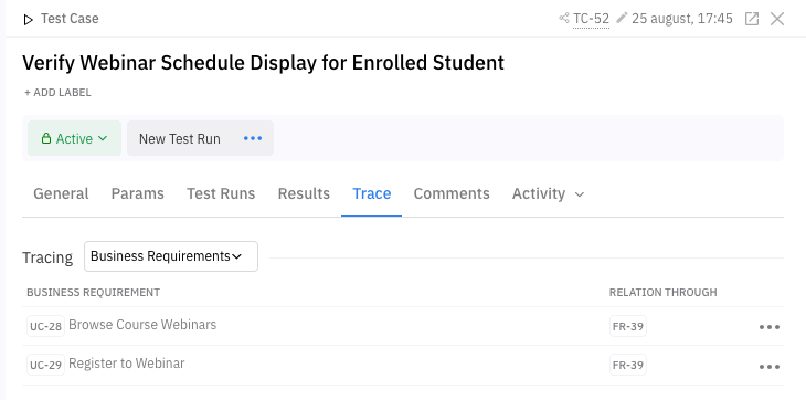 Трассировка тест-кейса на бизнес-требования